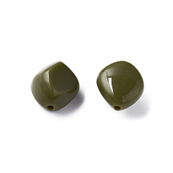 Vert Olive Foncé Perles acryliques opaques, nuggets, vert olive foncé, 15.5x14x11mm, Trou: 1.8mm, environ380 pcs / 500 g