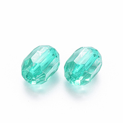 Turquoise Perles acryliques transparentes, ovale, facette, turquoise, 14x10x10mm, Trou: 2mm, environ377 pcs / 500 g
