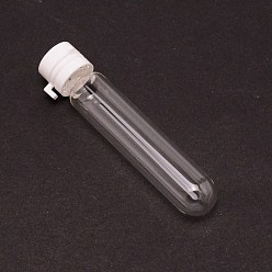 White Clear Glass Bottles, with Plastic Caps, Bead Containers, Pipe, White, 1.5x6.7cm, Inner Diameter: 0.7cm
