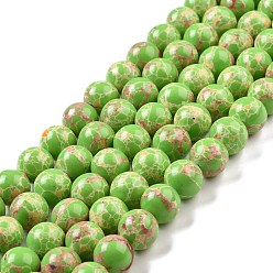 Green Yellow Synthetic Imperial Jasper Beads Strands, Dyed, Round, Green Yellow, 10mm, Hole: 1.4mm, about 38pcs/strand, 14.57''(37cm)