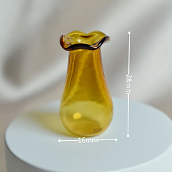 Verge D'or Ornements de vase en verre miniature, micro jouets accessoires de maison de poupée faisant semblant de décorations d'accessoires, verge d'or, 28x16mm
