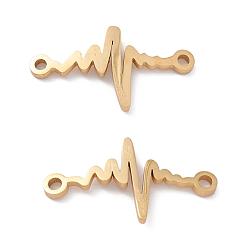 Oro 304 conectores de eslabones de acero inoxidable, Corte con laser, latido del corazón, para el día de San Valentín, dorado, 11x20x1 mm, agujero: 1.5 mm
