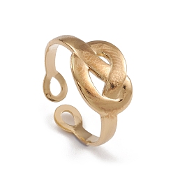 Chapado en Oro Real de 14K Revestimiento iónico (ip) 304 anillos de puño de acero inoxidable, anillo de elemento infinito hueco para mujer, real 14 k chapado en oro, 2.8~9.5 mm, diámetro interior: 16.9 mm