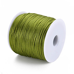 Olive Drab Nylon Thread, Rattail Satin Cord, Olive Drab, about 1mm, about 76.55 yards(70m)/roll