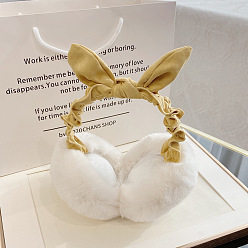 Vara de Oro Diadema plegable de lana para mujer, orejeras de invierno al aire libre, Con bowknot de algodón, vara de oro, 150 mm