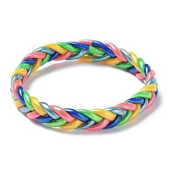 Coloré Bracelets extensibles tressés avec cordon en plastique étincelant, colorées, diamètre intérieur: 2-3/8 pouce (6.1 cm)