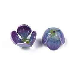 Сине-фиолетовый Пластиковые шарики, цветок, синий фиолетовый, 12~13.5x12~13x8 мм, отверстие : 1.2 мм