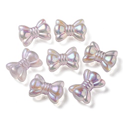 Lavande Placage uv perles acryliques transparentes lumineuses, brillent dans le noir, bowknot, lavande, 24.5x32.5x12mm, Trou: 4mm