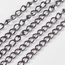Gunmetal Iron Twisted Chains, Curb Chains, Unwelded, with Spool,  Gunmetal, 5x3.5x0.8mm, about 328.08 Feet(100m)/roll