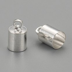 Silver Brass Cord Ends, Nickel Free, Silver Color Plated, 9.5x6mm, Hole: 1.1mm, 5.5mm inner diameter
