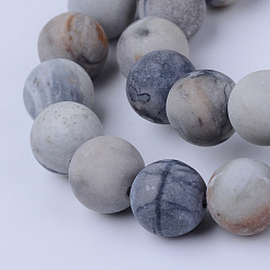 Picasso Jasper Natural Polychrome Jasper/Picasso Stone/Picasso Jasper Beads Strands, Frosted, Round, 10~10.5mm, Hole: 1.2mm, about 37~40pcs/strand, 14.9~15.1 inch(38~38.5cm)