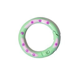 Светло-зеленый Пружинное кольцо из сплава, окрашенное распылением, полька точка рисунок, кольцо, светло-зеленый, 25x3.7 мм