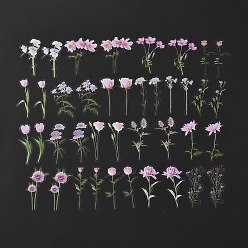 Fleur 40 Ensemble d'autocollants adhésifs imperméables pour animaux de compagnie, motif de fleurs, motif de fleur, 8.3~8.6x2.9~7x0.015 cm, 40 pcs /sachet 