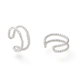 Platinum Brass Cuff Earrings, Platinum, 11x10.5x4.5mm, Inner Diameter: 7.5mm