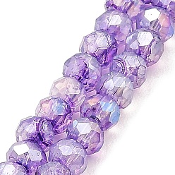 Medium Purple Spray Painted Imitation Jade Glass Beads Strands, AB Color Plated, Faceted, Round, Medium Purple, 4x3.5mm, Hole: 1mm, about 135pcs/strand, 18.90''(48cm)