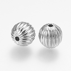 Platinum CCB Plastic Beads, Round, Corrugated  Beads, Platinum, 12mm, Hole: 2mm