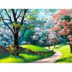Colorful Spring Scenery DIY Diamond Painting Kit, Including Resin Rhinestones Bag, Diamond Sticky Pen, Tray Plate and Glue Clay, Colorful, 300x400mm