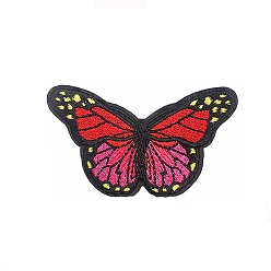 Roja Apliques de mariposa, computarizado bordado paño hierro en remiendos, accesorios de vestuario, rojo, 45x80 mm