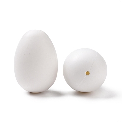 Blanco Huevos simulados de plastico, para niños diy pintando artesanía de huevo de pascua, blanco, 59x40.5 mm, agujero: 3.5 mm, 50 unidades / bolsa