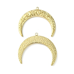 Real 14K Gold Plated 304 Stainless Steel Pendants, Double Horn/Crescent Moon Charm, Real 14K Gold Plated, 26.5x29.5x2.8mm, Hole: 1.5mm