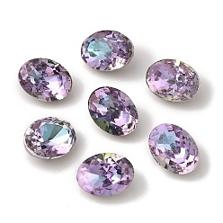 Vitrail Light K5 Glass Rhinestone Cabochons, Pointed Back & Back Plated, Faceted, Oval, Vitrail Light, 6x8x5mm