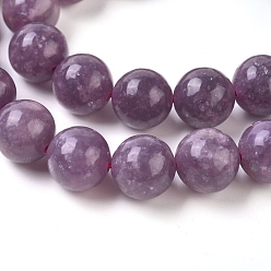 Lepidolite Natural Lepidolite/Purple Mica Stone Beads Strands, Round, 10mm, Hole: 1mm, about 39pcs/Strand, 15.55 inch(39.5cm)