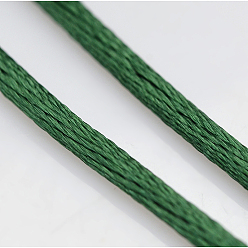 Dark Green Macrame Rattail Chinese Knot Making Cords Round Nylon Braided String Threads, Satin Cord, Dark Green, 2mm, about 10.93 yards(10m)/roll