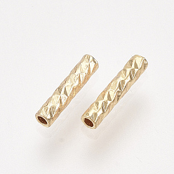 Real 18K Gold Plated Brass Fancy Cut Beads, Column, Real 18K Gold Plated, 7x1.5mm, Hole: 0.8mm