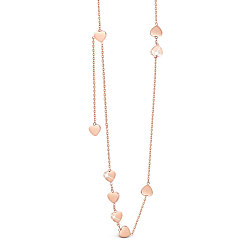 Rose Gold SHEGRACE Titanium Steel Necklaces, with Cable Chains, Heart, Rose Gold, 15.75 inch(40cm)