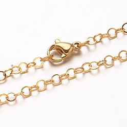 Golden 304 Stainless Steel Rolo Chain Necklaces, with Lobster Clasps, Golden, 17.71 inch(44.9cm)