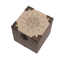 Estrella Cajas de almacenamiento de madera cuadradas, para almacenamiento de artículos de brujería, burlywood, estrella, 10x10x10 cm