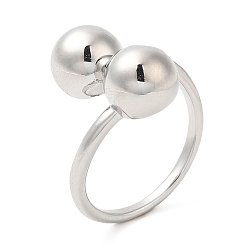 Platinum Large Ball Cluster Finger Ring, Brass Ring for Women, Platinum, 1.9~17mm, Inner Diameter: US Size 7 1/4(17.5mm)
