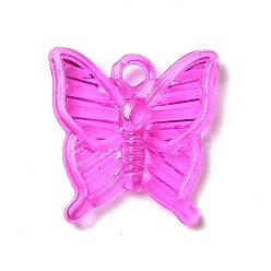 Magenta Colgantes de acrílico transparentes, encanto de mariposa, magenta, 23.5x23x4 mm, agujero: 3 mm, Sobre 530 unidades / 500 g
