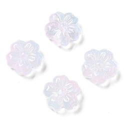 Pearl Pink Spray Painted Transparent Glass Beads, Sakura, Pearl Pink, 13.5x14x6mm, Hole: 1.2mm