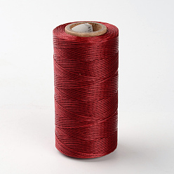 Dark Red Flat Waxed Polyester Cords, Dark Red, 1x0.3mm, about 284.33 yards(260m)/roll
