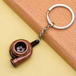 Or Rose Antique Porte-clés pendentif en alliage, avec porte-clés, turbocompresseur, antique en or rose, 1 cm