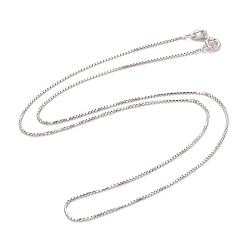 Platinum Rhodium Plated 925 Sterling Silver Box Chain Necklace for Women, Platinum, 16 inch(40.7cm), 0.75mm