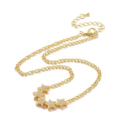 Chapado en Oro Real 18K Collar con colgante de estrella de circonita cúbica transparente con cadenas de latón para mujer, real 18 k chapado en oro, 14.17 pulgada (36 cm)
