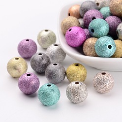 Mixed Color Spray Painted Acrylic Beads, Matte Style, Round, Mixed Color, Size: about 12mm  in diameter, hole: 2mm, about 580pcs/500g