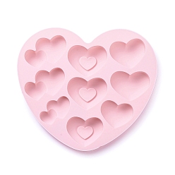 Pink Moules en silicone de qualité alimentaire coeur, moules fondants, moules de cuisson, chocolat, candy, des biscuits, fabrication de bijoux en résine uv & résine époxy, rose, 208x185x20mm