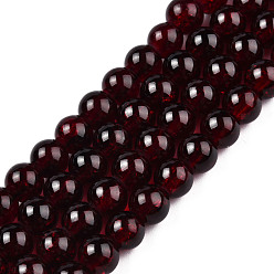 Rojo Oscuro Cuentas de vidrio craquelado, rondo, de color rojo oscuro, 6 mm, agujero: 1.3~1.6 mm, sobre 133 unidades / cadena, 31.4 pulgada