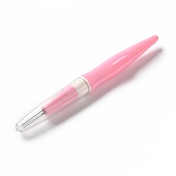 Pink Poke de feutre de laine, outil de poinçon de point de feutrage à l'aiguille de style stylo, avec poignée en plastique et 3 aiguilles en acier inoxydable, rose, 185x92x18.5mm