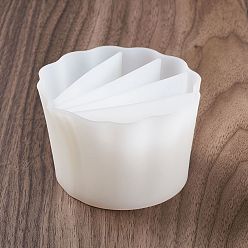 White Reusable Split Cup for Paint Pouring, Silicone Cups for Resin Mixing, 5 Dividers, Flower, White, 8.5x8.7x5.5cm, Inner Diameter: 62x19mm, 72x17mm, 79x17mm