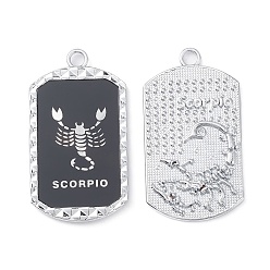 Scorpion Alliage douze constellations série gros pendentifs, sans plomb et sans cadmium, avec de l'acrylique, rectangle, Scorpion, 50x28x3.5mm, Trou: 3.8mm