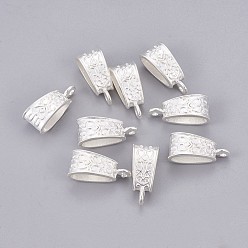 Серебро Бейлы тибетского стиля, бейлы, без кадмия и без свинца, треугольные, серебряные, 19x9x7 мм, отверстие : 1 мм, внутренний диаметр: 12x4 мм
