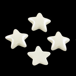 Blanc Cabochons en verre opaque plaqué nacré, étoiles, blanc, 7.5x8x2mm