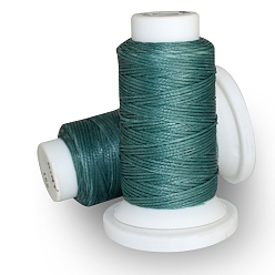 Teal Flat Waxed Polyester Cord, for Leather Sewing Stitching, Teal, 0.8mm, about 54.68 yards(50m)/roll