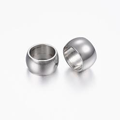 Color de Acero Inoxidable 201 de acero inoxidable perlas espaciadoras, anillo, color acero inoxidable, 8x4.5 mm, agujero: 6 mm