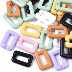 Mixed Color Opaque Acrylic Linking Rings, Quick Link Connectors, For Jewelry Cross Chains Making, Rectangle, Mixed Color, 30x20x5.5mm, Inner Diameter: 7.5x17.5mm, about 230pcs/500g
