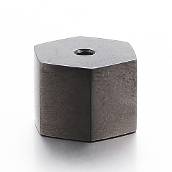 Черный Цвет Металла 304 из нержавеющей стали бусы, шестиугольник, металлический черный , 9x8x6 мм, отверстие : 1.2 мм
